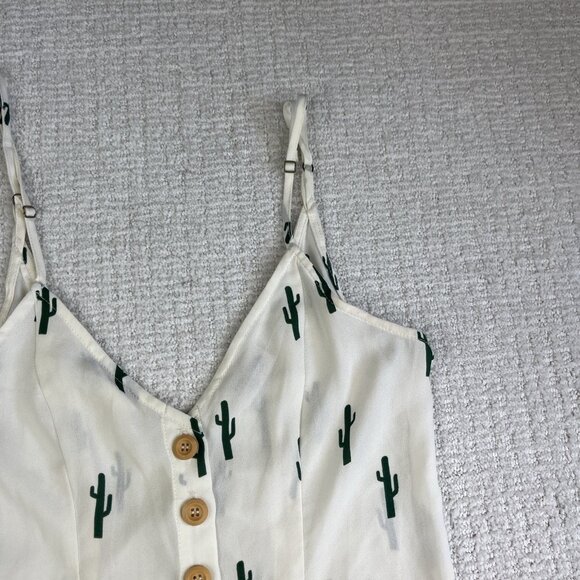Show Me Your Mumu Remy Romper White/Cream Green Cactus AOP Button Size Small - Picture 3 of 16